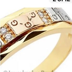 14K Solid yellow and white gold Band ring